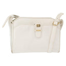 CELINE Shoulder Bag Leather White Gold Auth 151815-1