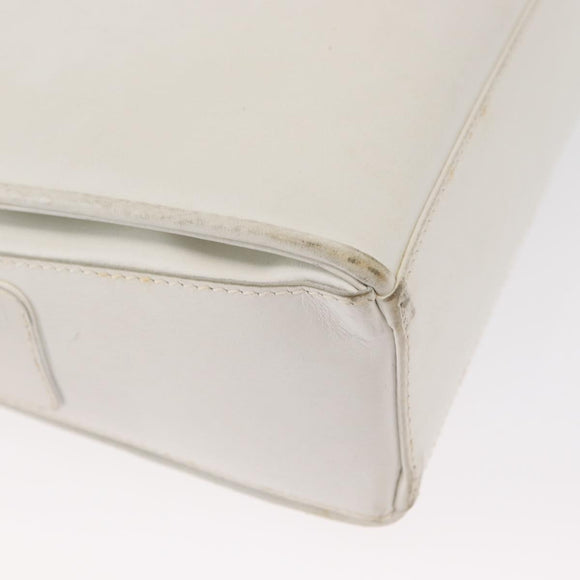 CELINE Shoulder Bag Leather White Gold Auth 151815