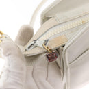 CELINE Shoulder Bag Leather White Gold Auth 151815-10