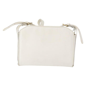 CELINE Shoulder Bag Leather White Gold Auth 151815 - 0