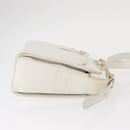 CELINE Shoulder Bag Leather White Gold Auth 151815-3