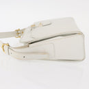 CELINE Shoulder Bag Leather White Gold Auth 151815-4