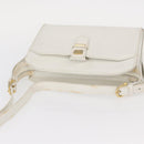 CELINE Shoulder Bag Leather White Gold Auth 151815-6