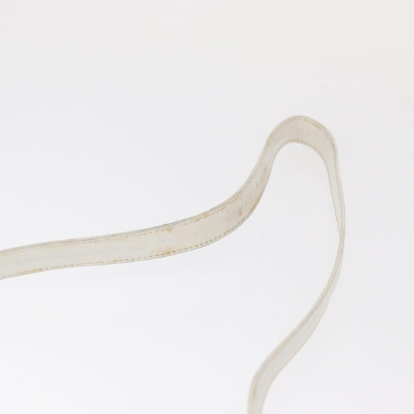 CELINE Shoulder Bag Leather White Gold Auth 151815