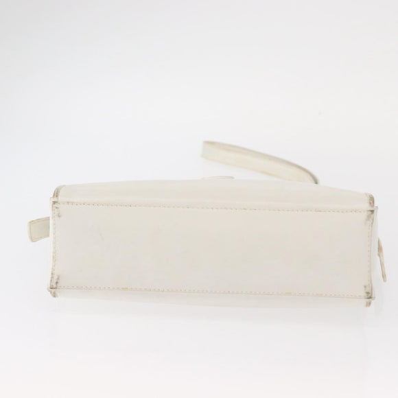 CELINE Shoulder Bag Leather White Gold Auth 151815