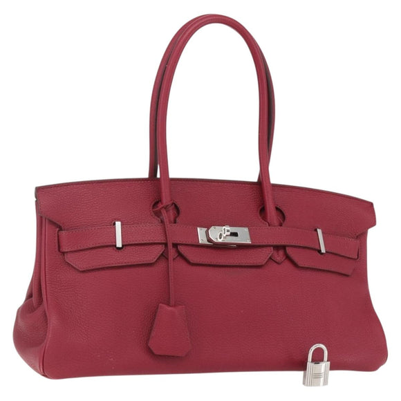 HERMES Shoulder Birkin 45 Hand Bag Leather Bordeaux Silver Auth 151820SM