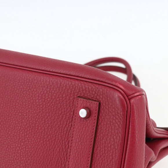 HERMES Shoulder Birkin 45 Hand Bag Leather Bordeaux Silver Auth 151820SM