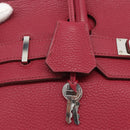 HERMES Shoulder Birkin 45 Hand Bag Leather Bordeaux Silver Auth 151820SM-9
