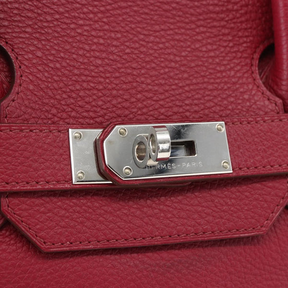 HERMES Shoulder Birkin 45 Hand Bag Leather Bordeaux Silver Auth 151820SM