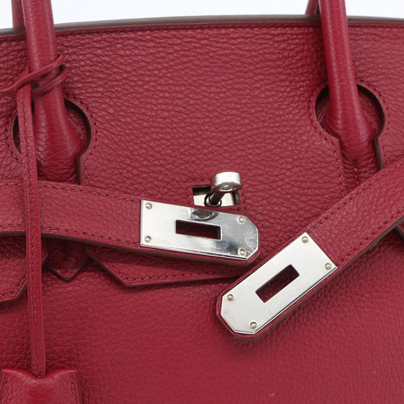 HERMES Shoulder Birkin 45 Hand Bag Leather Bordeaux Silver Auth 151820SM