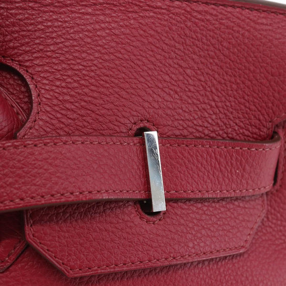 HERMES Shoulder Birkin 45 Hand Bag Leather Bordeaux Silver Auth 151820SM