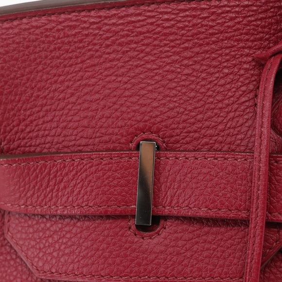 HERMES Shoulder Birkin 45 Hand Bag Leather Bordeaux Silver Auth 151820SM