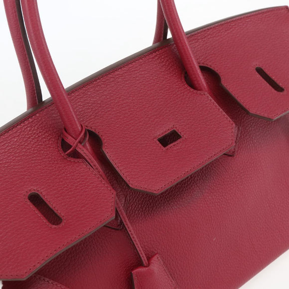 HERMES Shoulder Birkin 45 Hand Bag Leather Bordeaux Silver Auth 151820SM