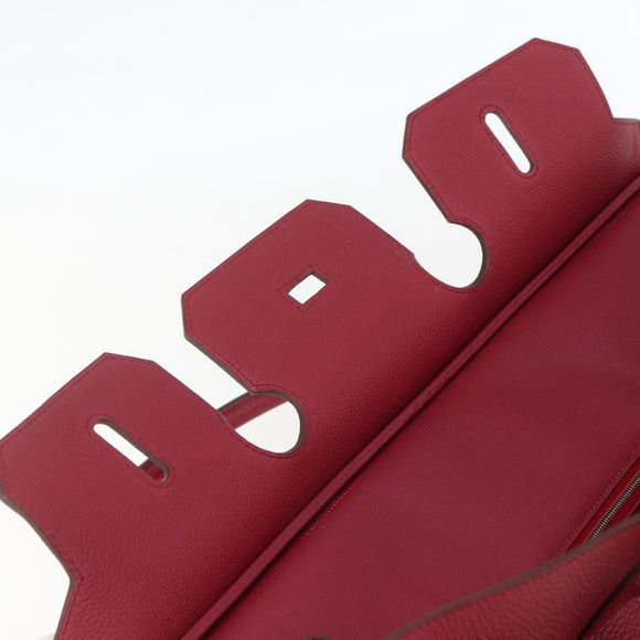HERMES Shoulder Birkin 45 Hand Bag Leather Bordeaux Silver Auth 151820SM