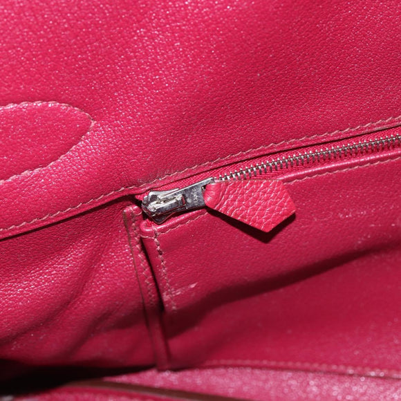 HERMES Shoulder Birkin 45 Hand Bag Leather Bordeaux Silver Auth 151820SM