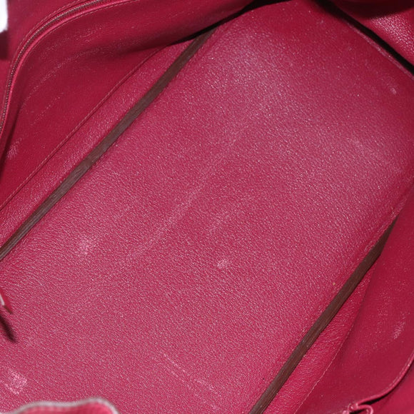 HERMES Shoulder Birkin 45 Hand Bag Leather Bordeaux Silver Auth 151820SM