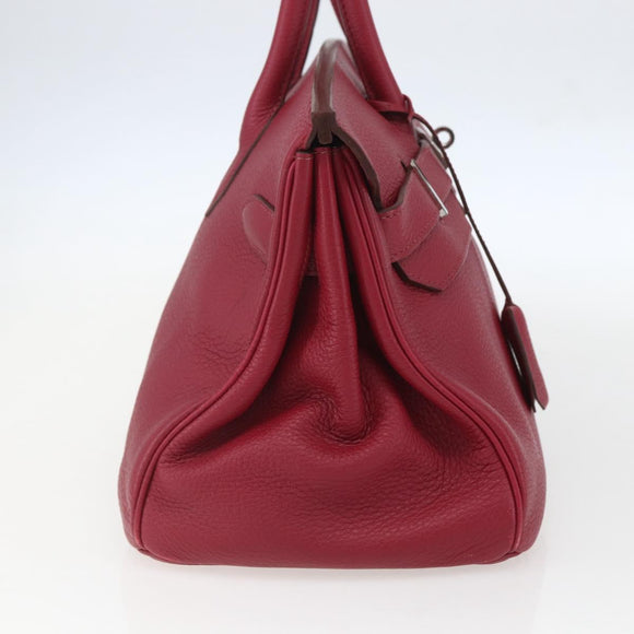 HERMES Shoulder Birkin 45 Hand Bag Leather Bordeaux Silver Auth 151820SM