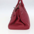 HERMES Shoulder Birkin 45 Hand Bag Leather Bordeaux Silver Auth 151820SM-4