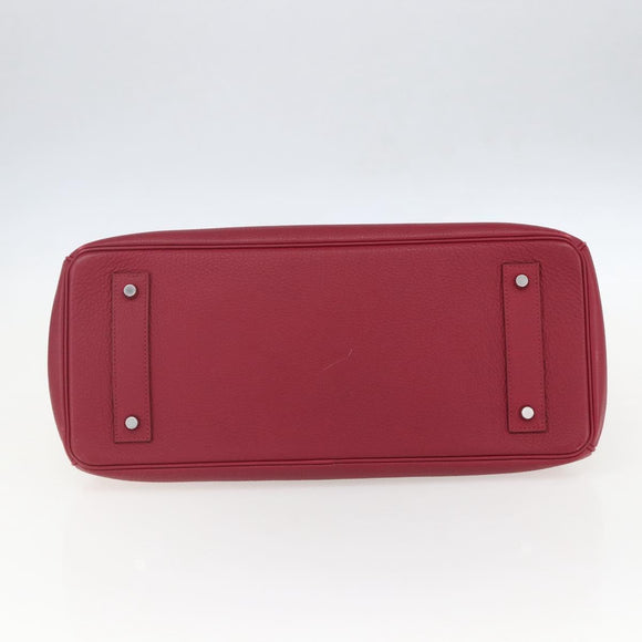 HERMES Shoulder Birkin 45 Hand Bag Leather Bordeaux Silver Auth 151820SM