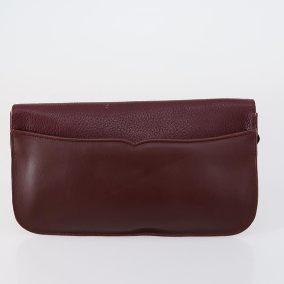 CARTIER Clutch Bag Leather 3 Set Bordeaux Auth 151825
