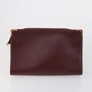 CARTIER Clutch Bag Leather 3 Set Bordeaux Auth 151825-2