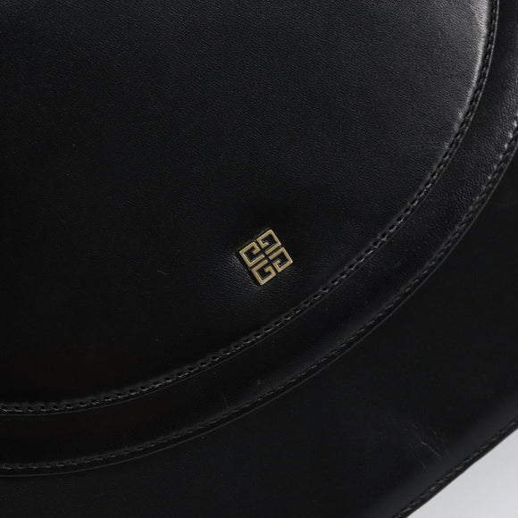 GIVENCHY Hand Bag Leather Black Gold Auth 151826