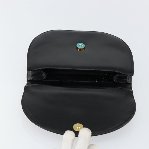 GIVENCHY Hand Bag Leather Black Gold Auth 151826