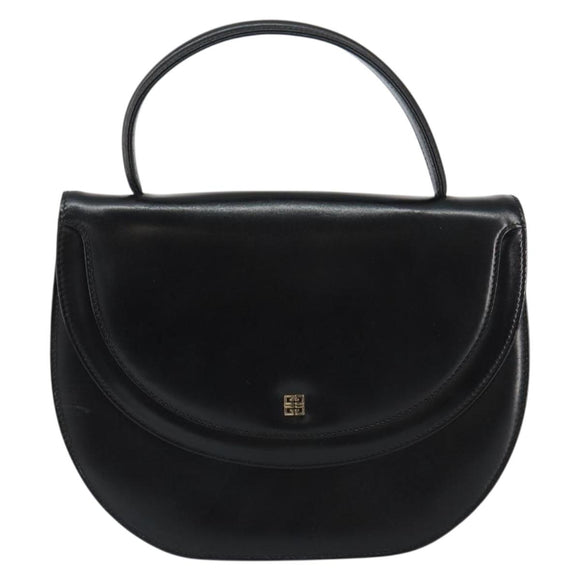 GIVENCHY Hand Bag Leather Black Gold Auth 151826