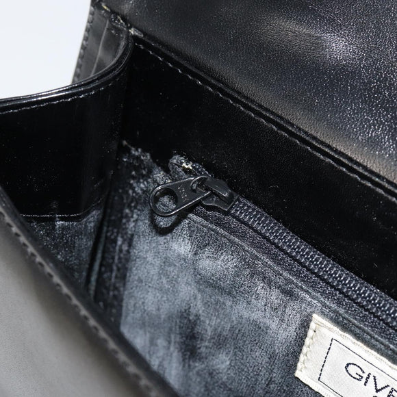 GIVENCHY Hand Bag Leather Black Gold Auth 151826