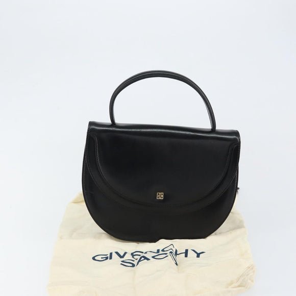 GIVENCHY Hand Bag Leather Black Gold Auth 151826