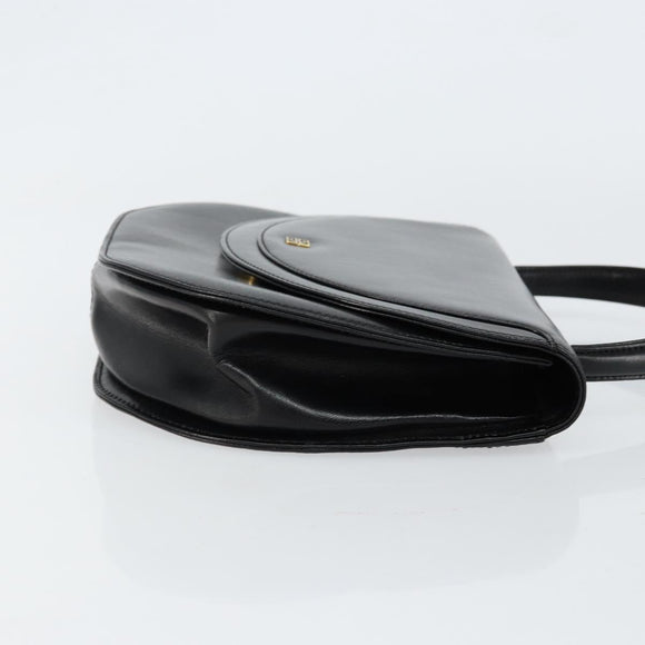 GIVENCHY Hand Bag Leather Black Gold Auth 151826