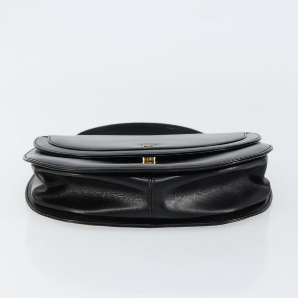 GIVENCHY Hand Bag Leather Black Gold Auth 151826