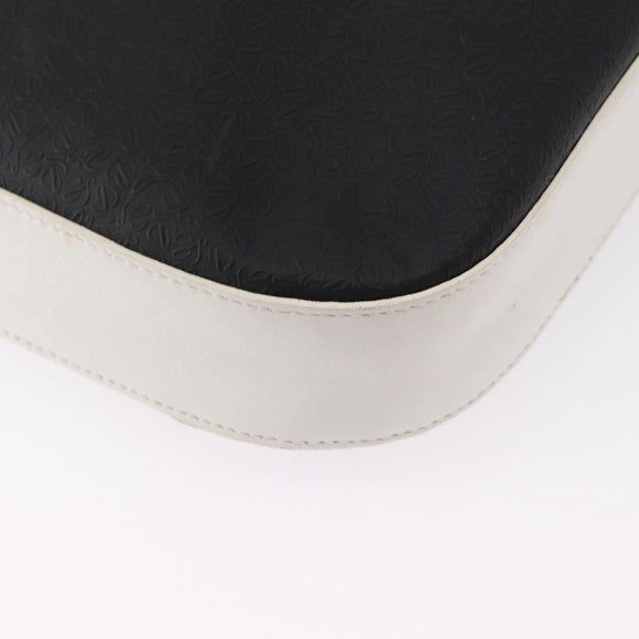 LOEWE Anagram Shoulder Bag Leather Black Silver Auth 151851