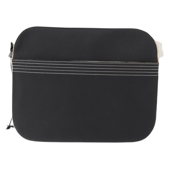 LOEWE Anagram Shoulder Bag Leather Black Silver Auth 151851