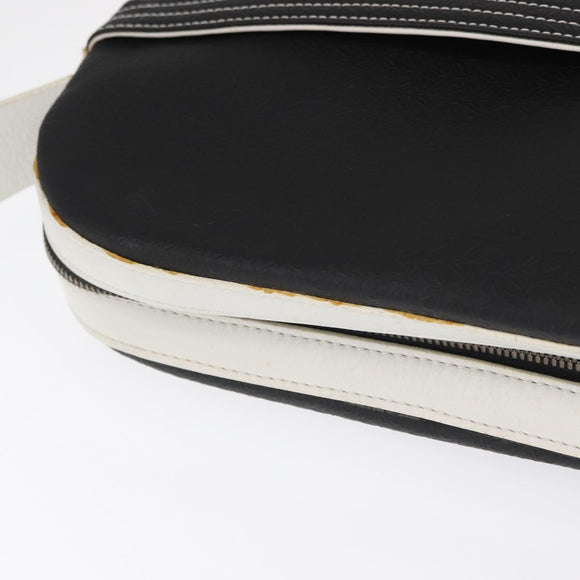 LOEWE Anagram Shoulder Bag Leather Black Silver Auth 151851