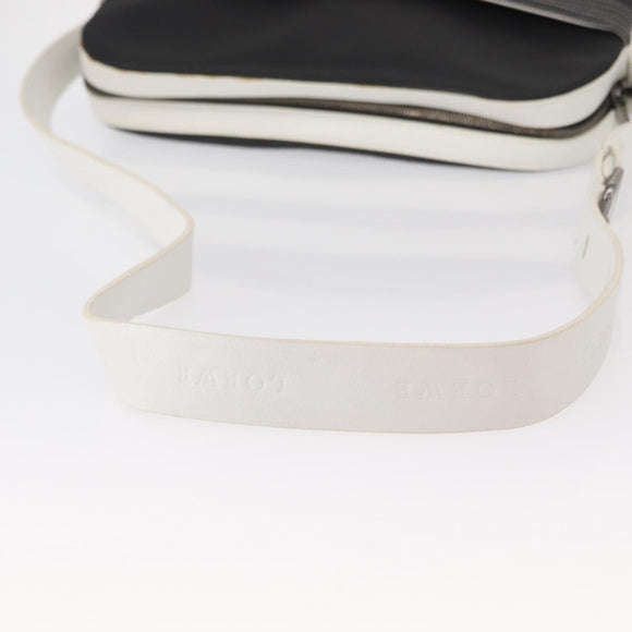 LOEWE Anagram Shoulder Bag Leather Black Silver Auth 151851