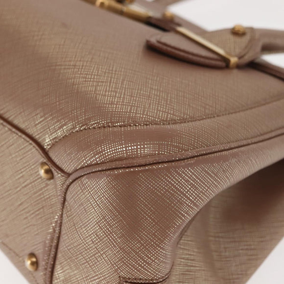 Salvatore Ferragamo Gancini Hand Bag Leather Gold Auth 151852