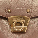 Salvatore Ferragamo Gancini Hand Bag Leather Gold Auth 151852-17