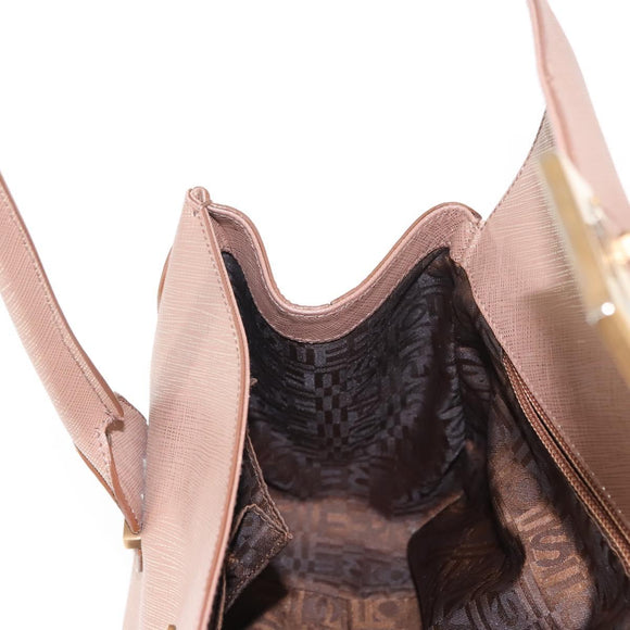 Salvatore Ferragamo Gancini Hand Bag Leather Gold Auth 151852