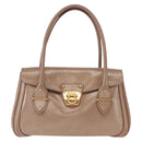 Salvatore Ferragamo Gancini Hand Bag Leather Gold Auth 151852-13