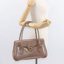 Salvatore Ferragamo Gancini Hand Bag Leather Gold Auth 151852-22