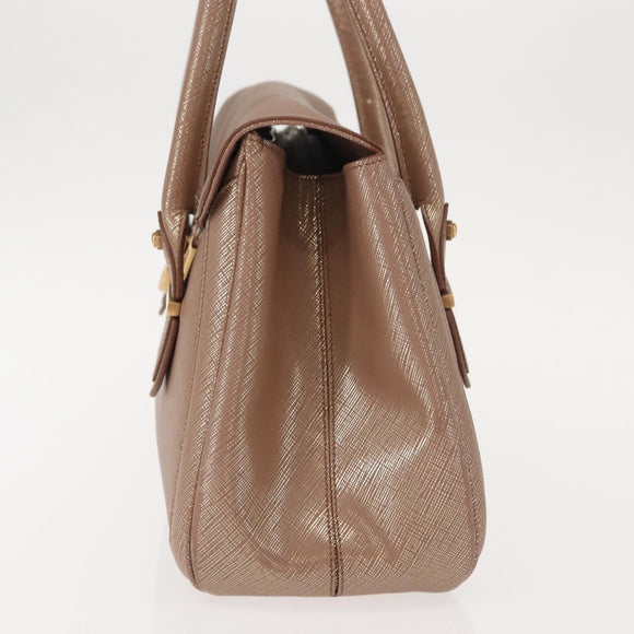 Salvatore Ferragamo Gancini Hand Bag Leather Gold Auth 151852