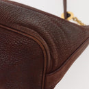 BVLGARI Medallion Shoulder Bag Leather Brown Gold Auth 151855-17