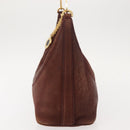 BVLGARI Medallion Shoulder Bag Leather Brown Gold Auth 151855-3