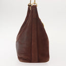 BVLGARI Medallion Shoulder Bag Leather Brown Gold Auth 151855-4