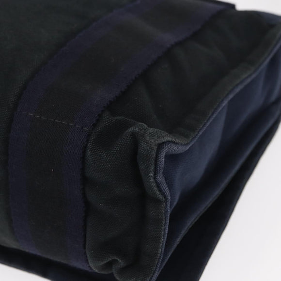 HERMES Fourre Tout Bassas PM Shoulder Bag Canvas Navy Auth 151857