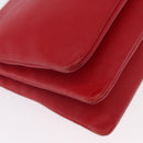 CELINE Trio Shoulder Bag Leather Red Gold Auth 151858-15