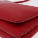 CELINE Trio Shoulder Bag Leather Red Gold Auth 151858-16