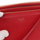 CELINE Trio Shoulder Bag Leather Red Gold Auth 151858-17