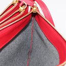 CELINE Trio Shoulder Bag Leather Red Gold Auth 151858-19